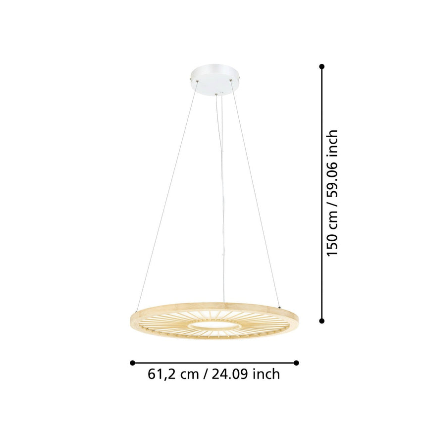 EGLO Dehesa Lámpara de techo colgante LED regulable aluminioacero madera blanco naturaleza 390297