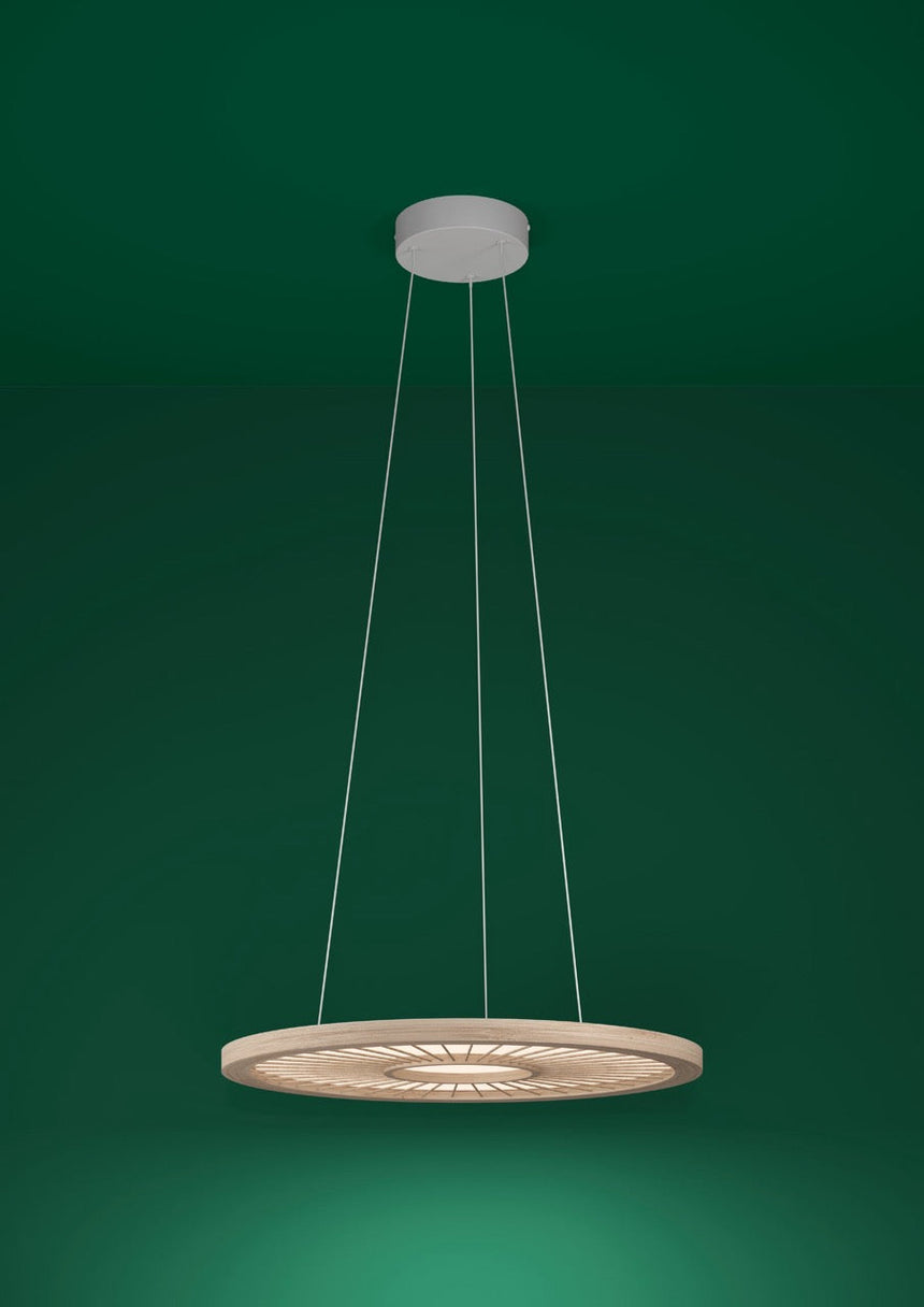 EGLO Dehesa Lámpara de techo colgante LED regulable aluminioacero madera blanco naturaleza 390297