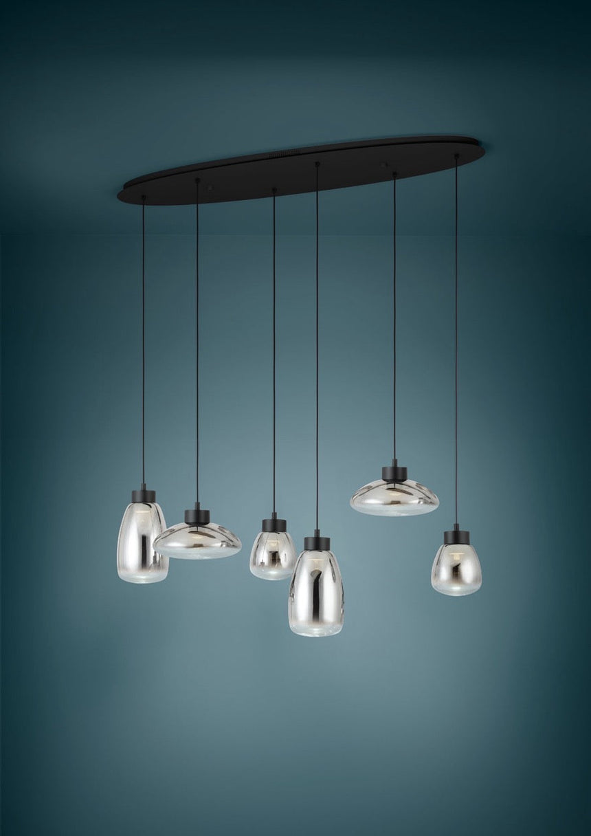 EGLO Sarnarra Lámpara de techo colgante LED regulable acero vidrio vaporizado negro negro-transparenteclaro 390301