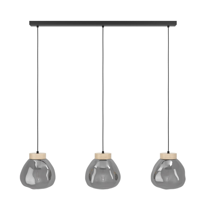 EGLO Magacela Lámpara de techo colgante aceromadera vidrio vaporizado negro gris 390318