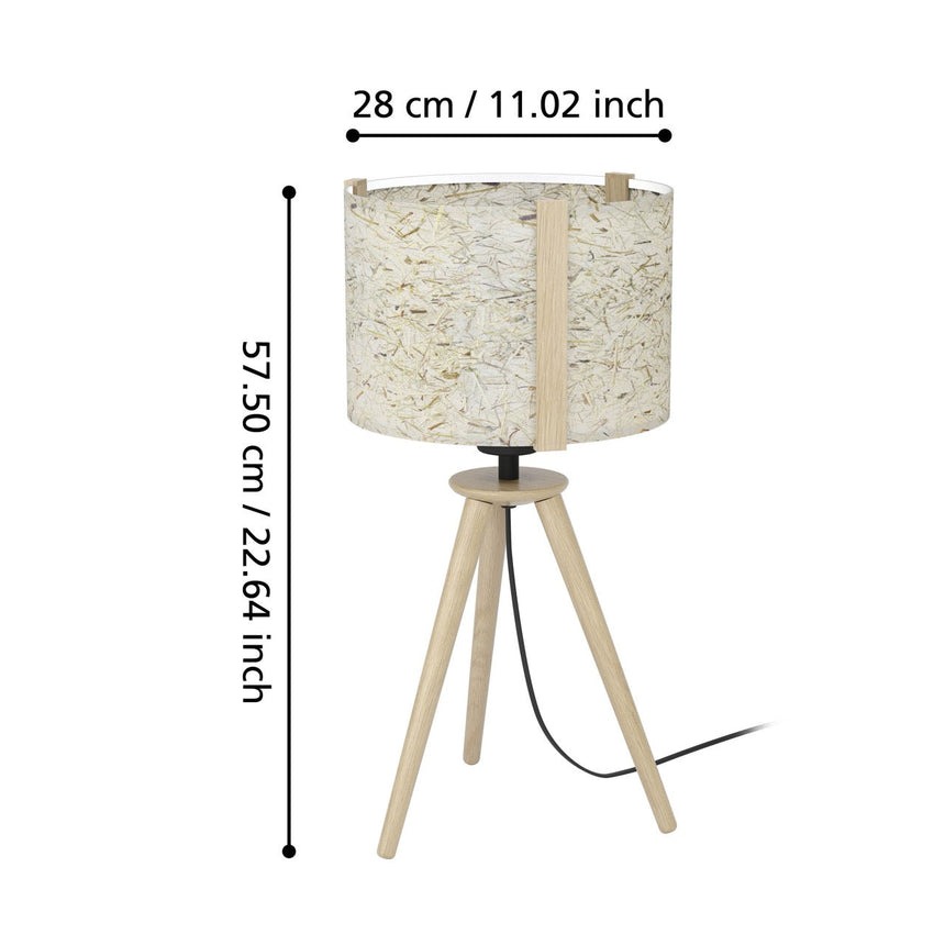 EGLO Hontongas Lámpara sobremesa maderaacero tejido con heno cafénegro beigeverde 390325