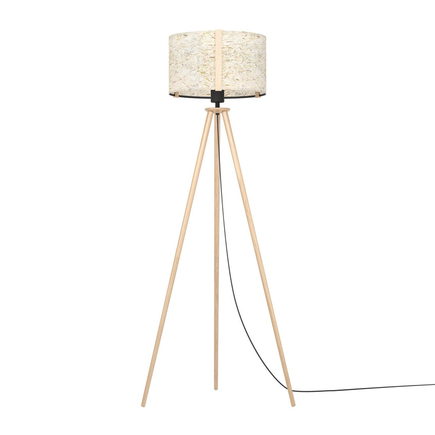 EGLO Hontongas Lámpara de pie maderaacero tejido con heno cafénegro beigeverde 390326