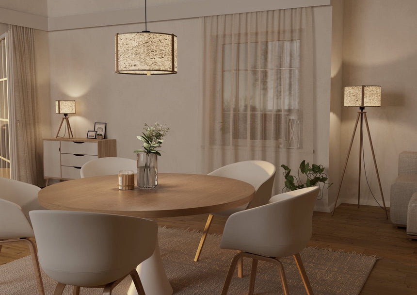 EGLO Hontongas Lámpara de pie maderaacero tejido con heno cafénegro beigeverde 390326