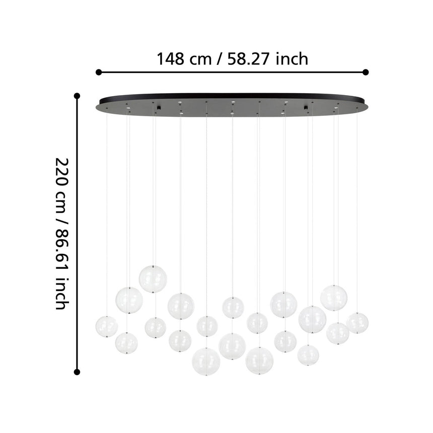 EGLO Espardello Lámpara de techo colgante LED regulable acero vidrio negro claro 390344