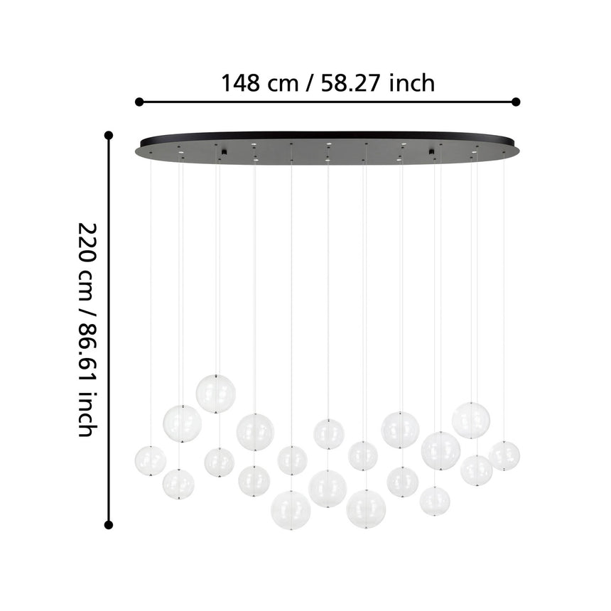 EGLO Espardello Lámpara de techo colgante LED regulable acero vidrio negro claro 390344
