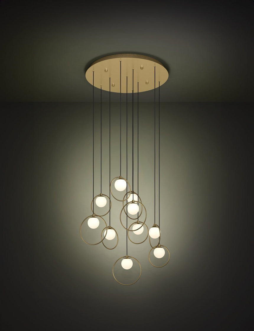 EGLO Portocolom Lámpara de techo colgante LED regulable acero vidrio opalino mate latóndorado blanco 390345