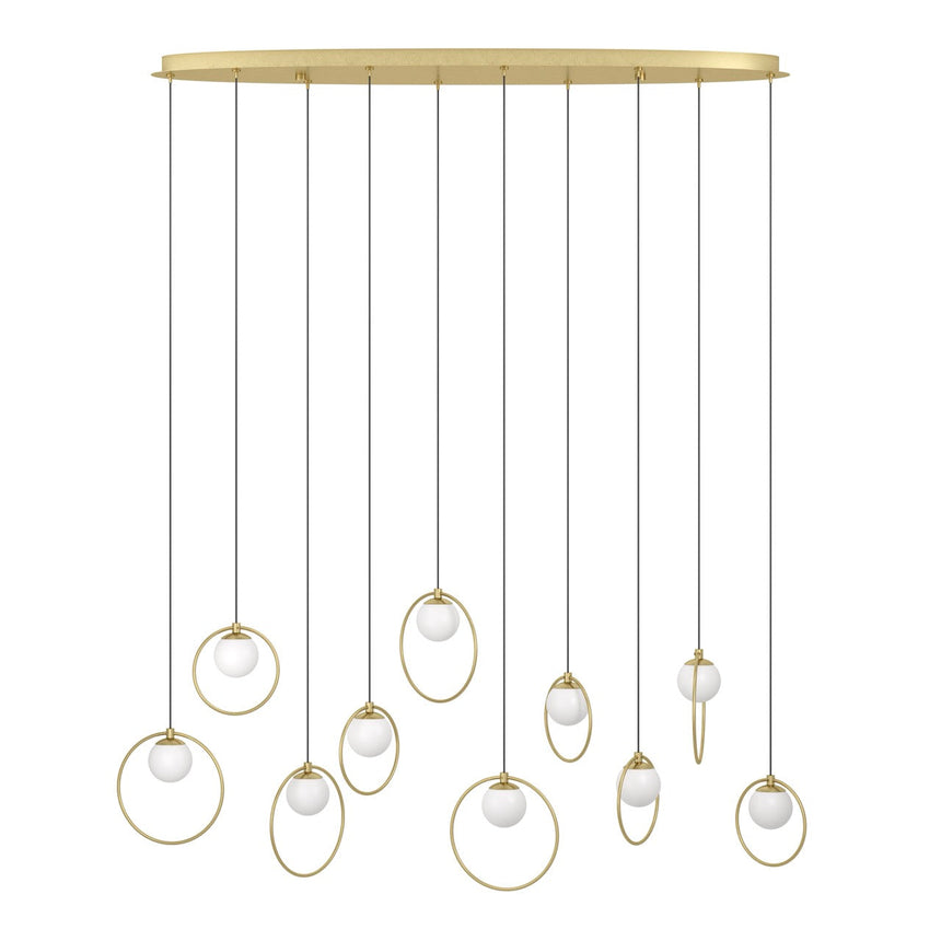 EGLO Portocolom Lámpara de techo colgante LED regulable acero vidrio opalino mate latóndorado blanco 390347