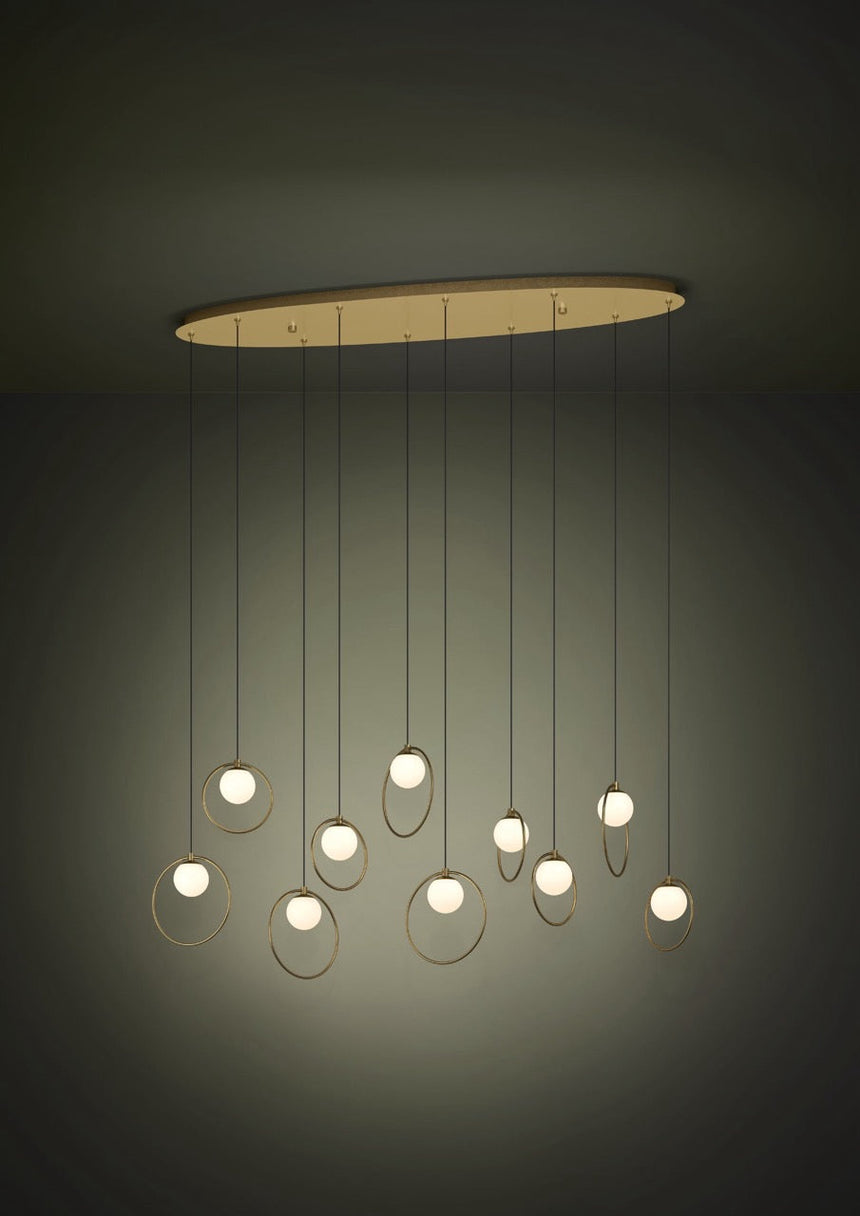 EGLO Portocolom Lámpara de techo colgante LED regulable acero vidrio opalino mate latóndorado blanco 390347