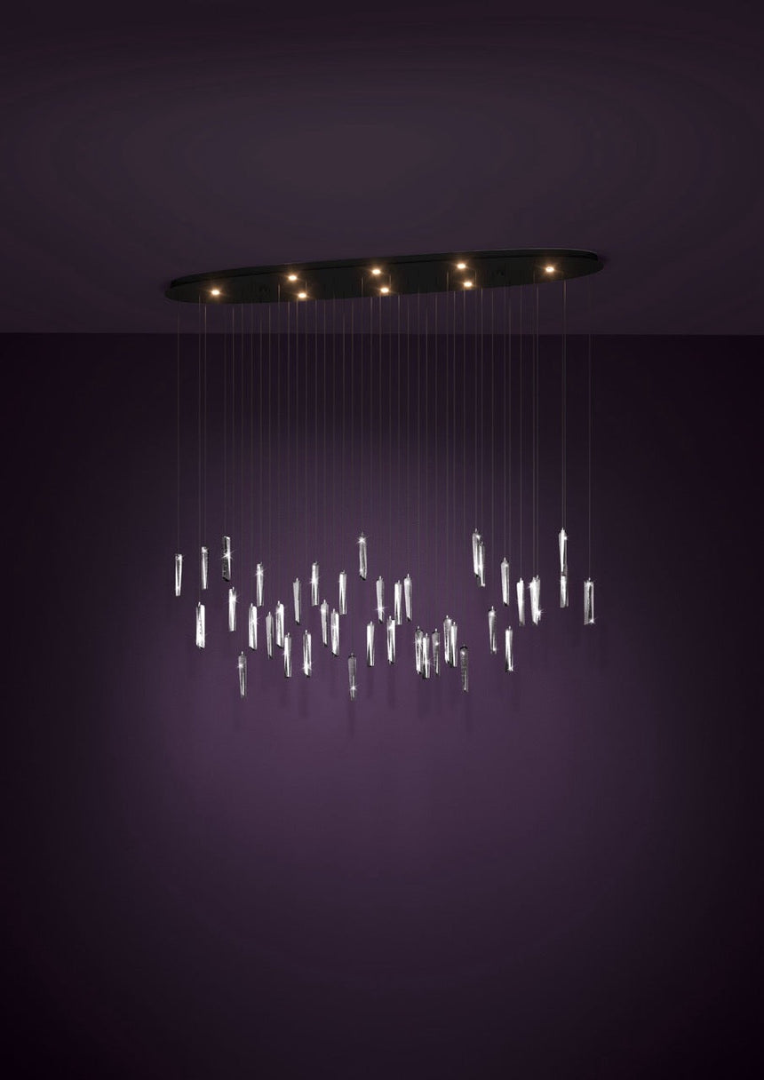 EGLO Sardenara Lámpara de techo colgante LED regulable acero vidrio con burbujas de aire negro claro 390349