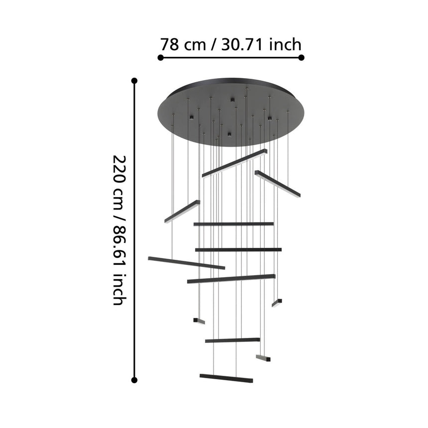 EGLO Lindoza Lámpara de techo colgante LED regulable acero plástico negro blanco 390351