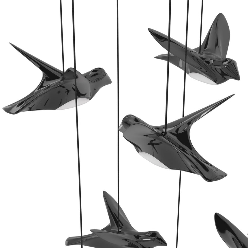 EGLO Paratebueno Lámpara de techo colgante pájaros LED regulable acero negro 390353 - imagen 3