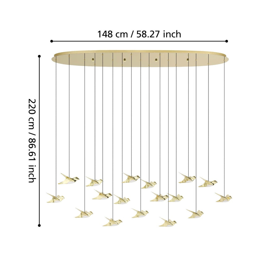 EGLO Paratebueno 2 Lámpara de techo colgante LED regulable acero aceroplástico latón 390399