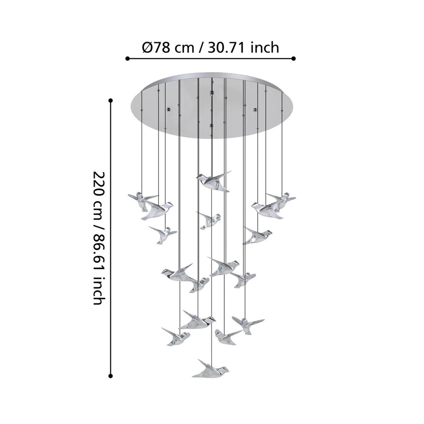EGLO Paratebueno 1 Lámpara de techo colgante LED regulable acero aceroplástico cromo 390402
