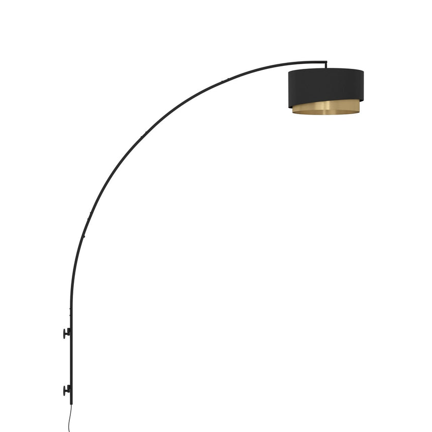 EGLO Manderline Lámpara de pared regulable acero textil negro negrolatón 390406