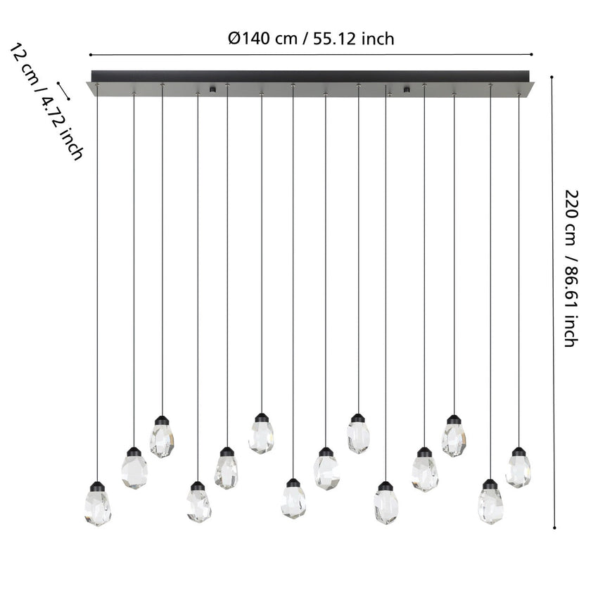 EGLO Sindicat Lámpara de techo colgante LED regulable acero cristal negro claro 390414