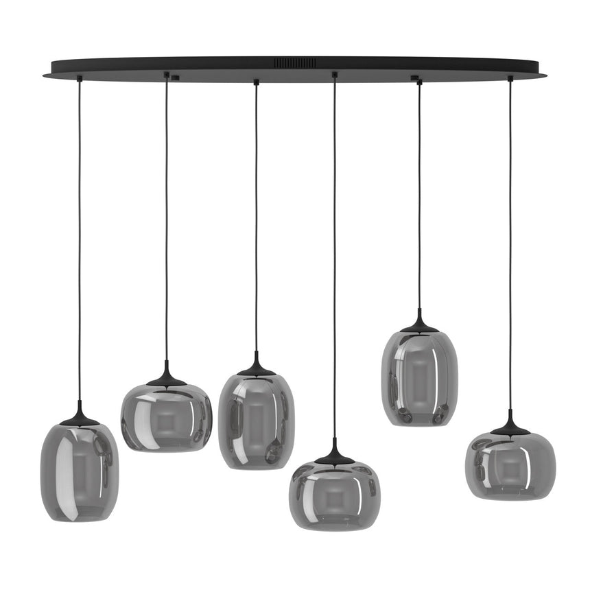 EGLO Larva Lámpara de techo colgante LED portátil regulable acero vidrio vaporizado negro negro transparente 390415