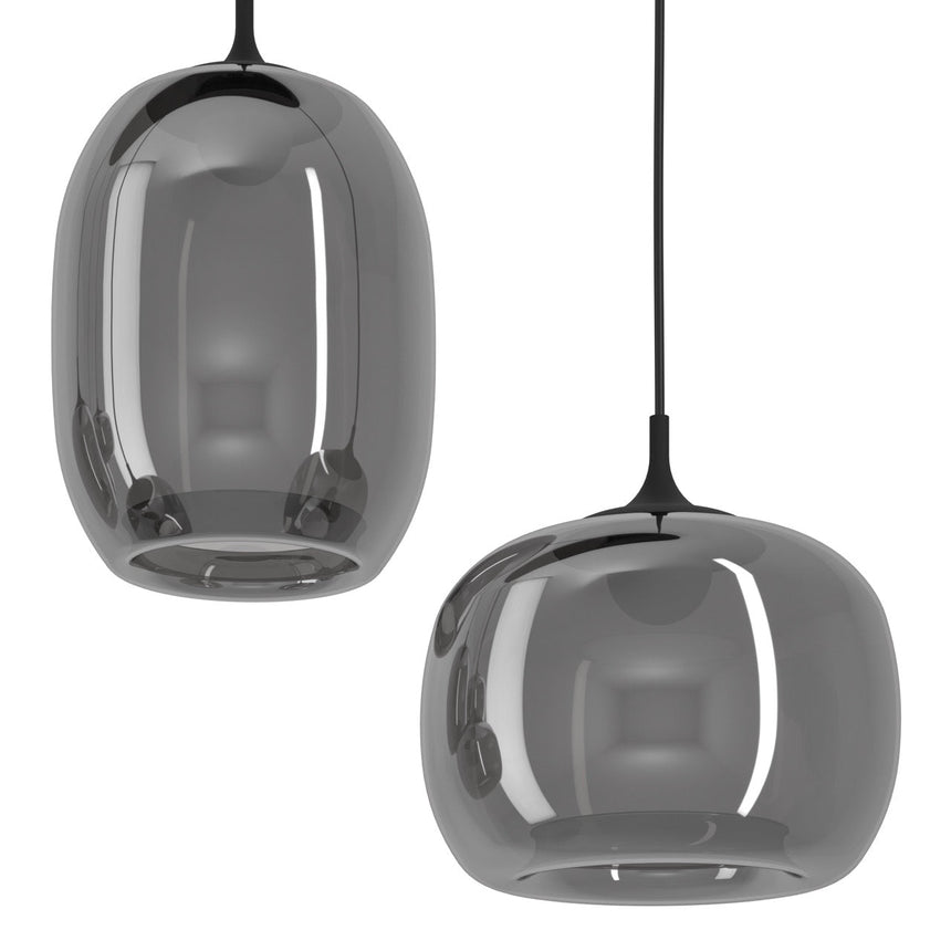 EGLO Larva Lámpara de techo colgante LED portátil regulable acero vidrio vaporizado negro negro transparente 390415