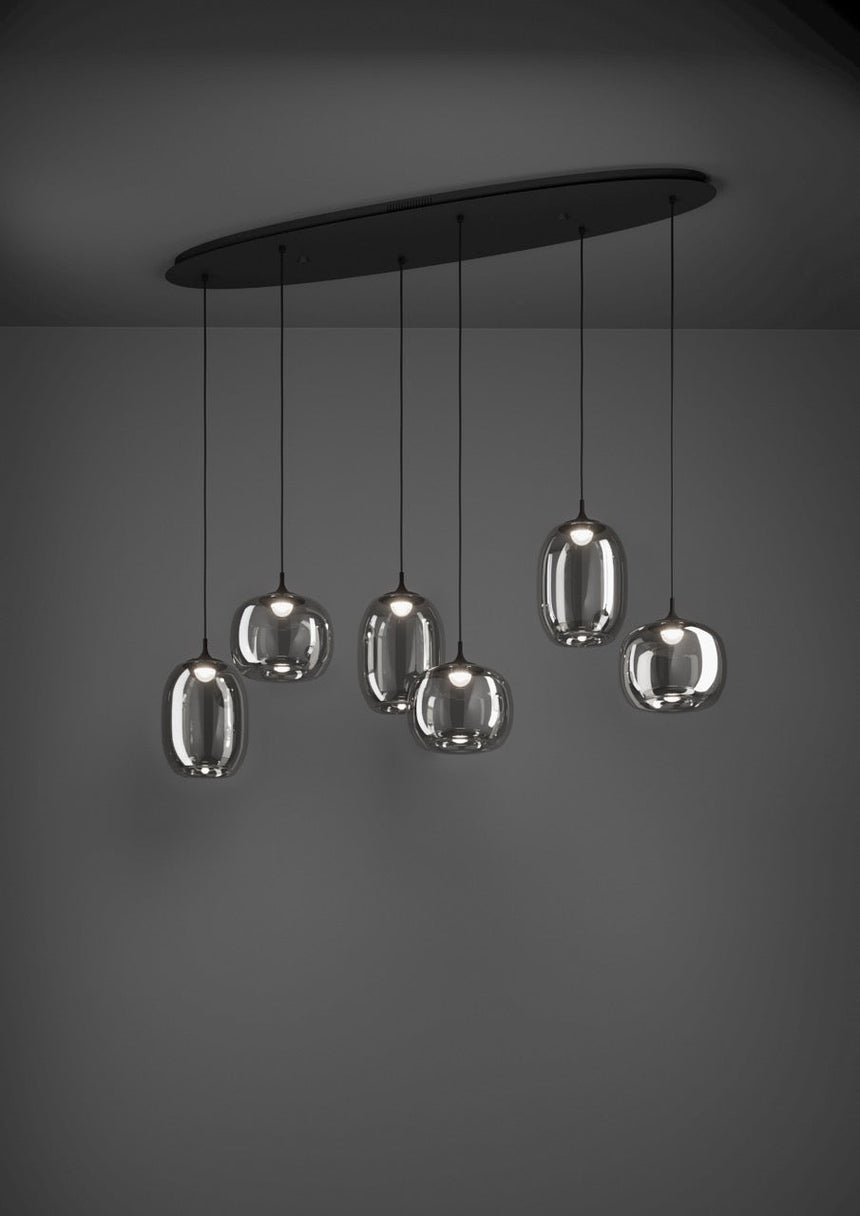 EGLO Larva Lámpara de techo colgante LED portátil regulable acero vidrio vaporizado negro negro transparente 390415