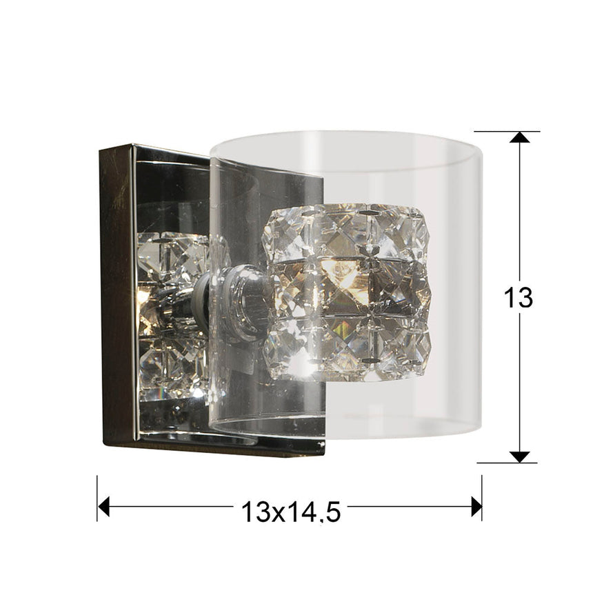 Schuller Flash Wall Lamp chrome, transparent and smoke 391218