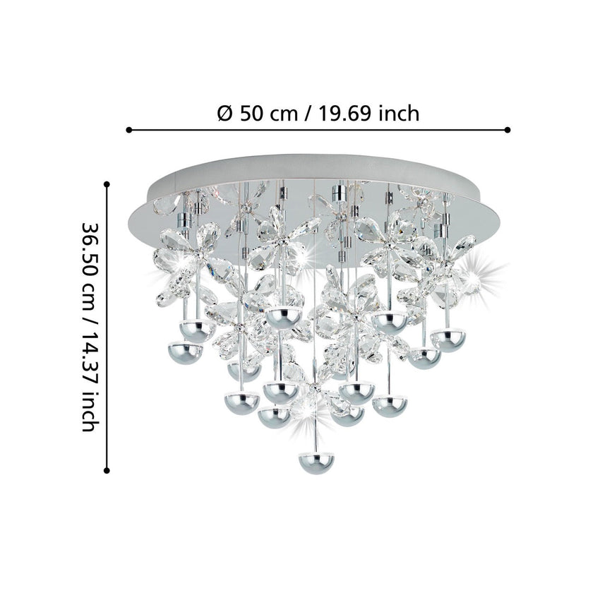 EGLO Pianopoli Plafón LED regulable acero inoxidable cristal cromo claro 39245