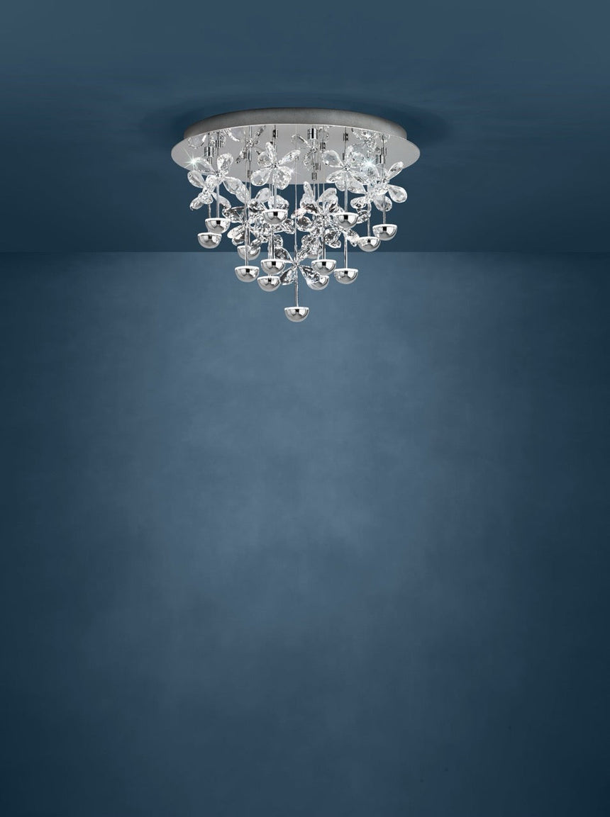 EGLO Pianopoli Plafón LED regulable acero inoxidable cristal cromo claro 39245