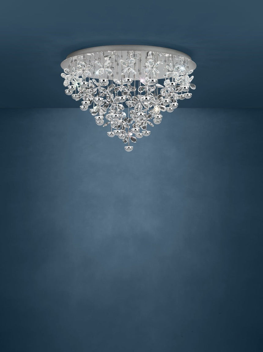EGLO Pianopoli Plafón LED regulable acero inoxidable cristal cromo claro 39246