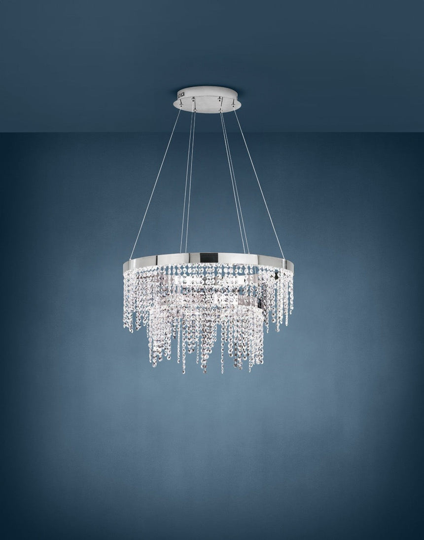 EGLO Antelao Lámpara de techo colgante LED regulable acero cristal cromo claro 39281