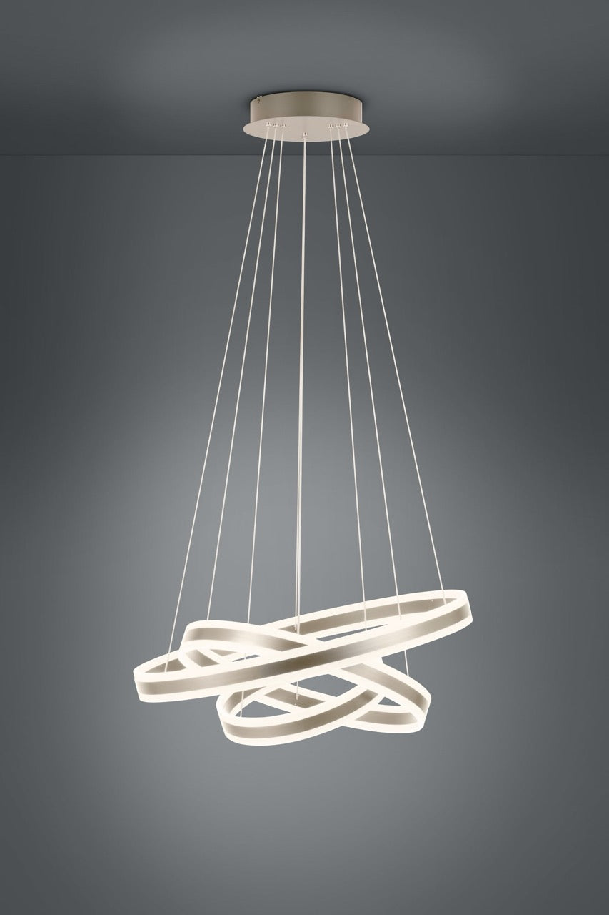 EGLO Tonarella Lámpara de techo colgante LED regulable 3 luces acero plástico champán satinado 39314