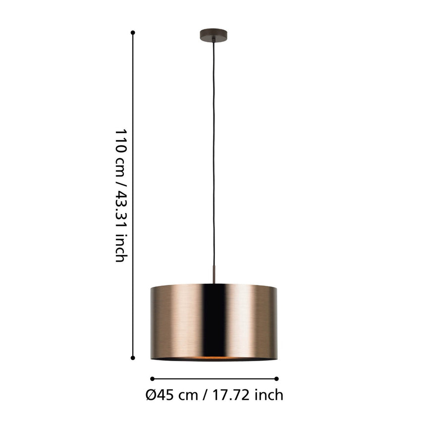 EGLO Saganto 1 Lámpara de techo colgante acero plástico café cafécobre 39356