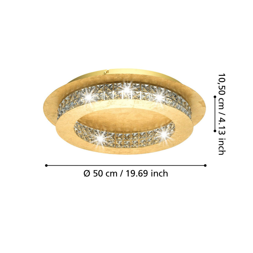 EGLO Principe Plafón LED regulable acero cristal dorado claro 39405