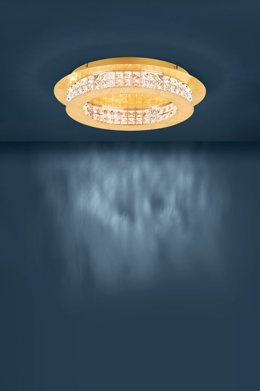 EGLO Principe Plafón LED regulable acero cristal dorado claro 39405