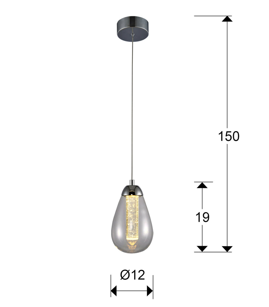 Medidas y dimensiones - Lámpara de techo colgante Schuller Taccia 1 luz cromo 3000K 394318