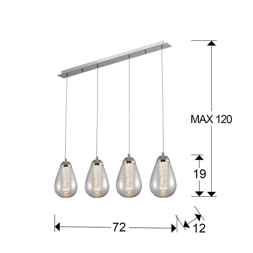 Schuller Taccia 4-Light Chrome Pendant Ceiling Light 394460