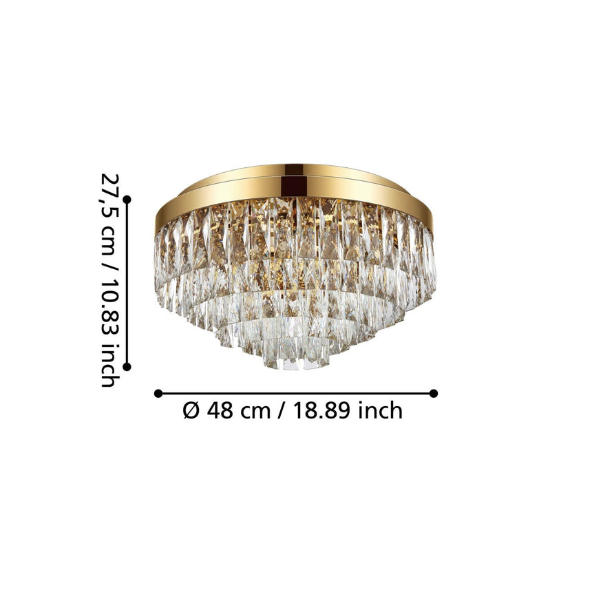 EGLO Valparaiso Plafón acero cristal dorado claro 39457