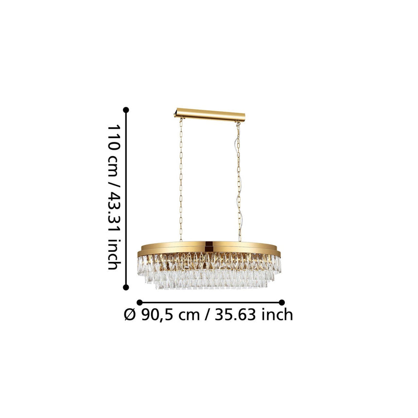 EGLO Valparaiso Lámpara de techo colgante acero cristal dorado claro 39462