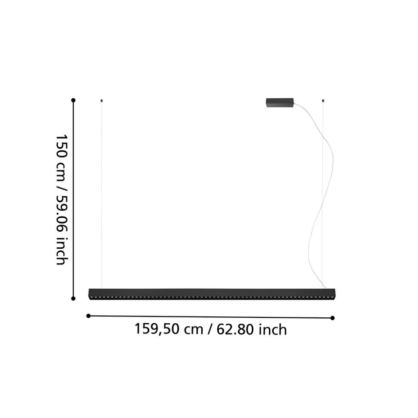 EGLO Termini Lámpara de techo colgante LED regulable 2 luces acero negro 39485