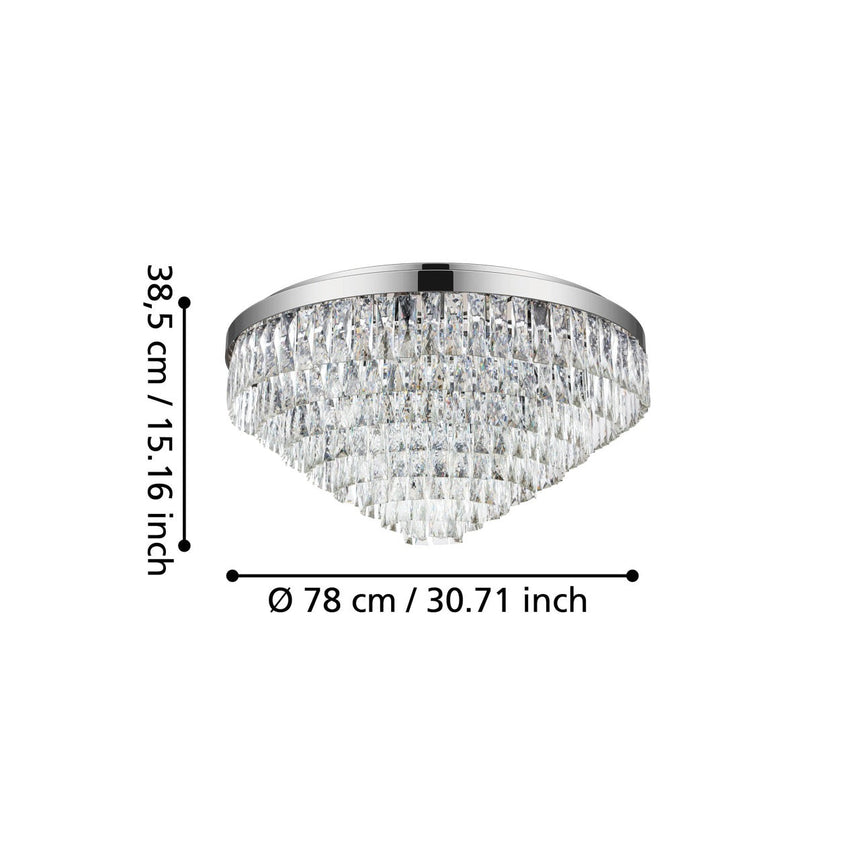 EGLO Valparaiso 1 Plafón acero cristal cromo claro 39492