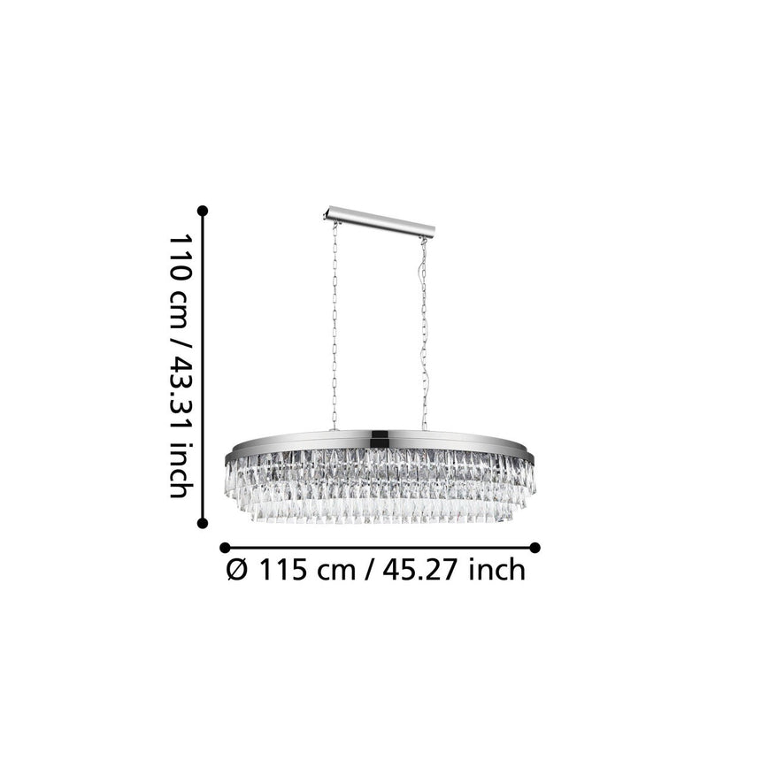 EGLO Valparaiso 1 Lámpara de techo colgante acero cristal cromo claro 39495