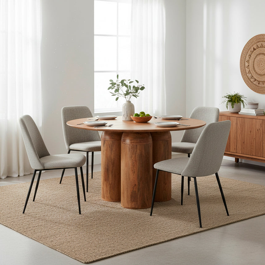 Mesa de comedor redonda madera mango 120x76cm 39500