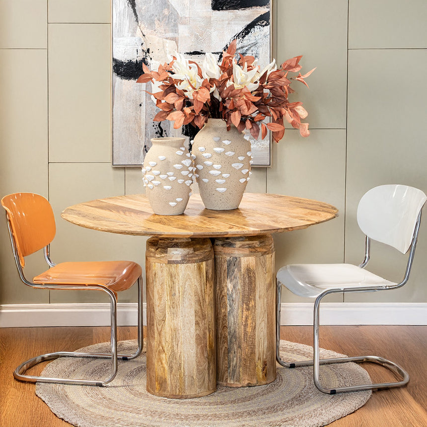 Mesa de comedor redonda madera mango 120x76cm 39500