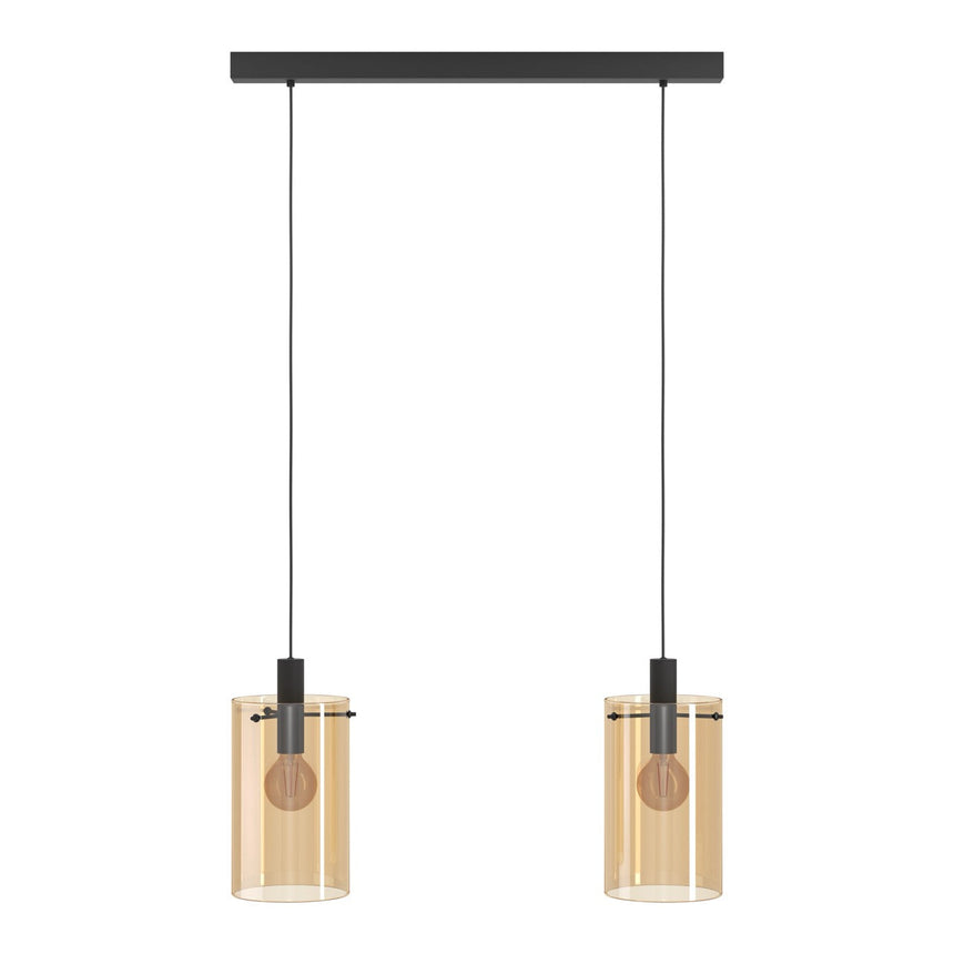 EGLO Polverara Lámpara de techo colgante acero vidrio vaporizado negro ámbar 39538