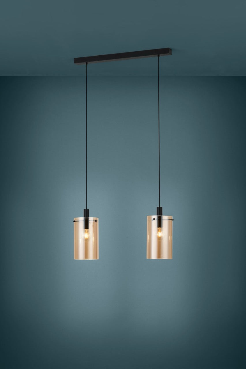 EGLO Polverara Lámpara de techo colgante acero vidrio vaporizado negro ámbar 39538