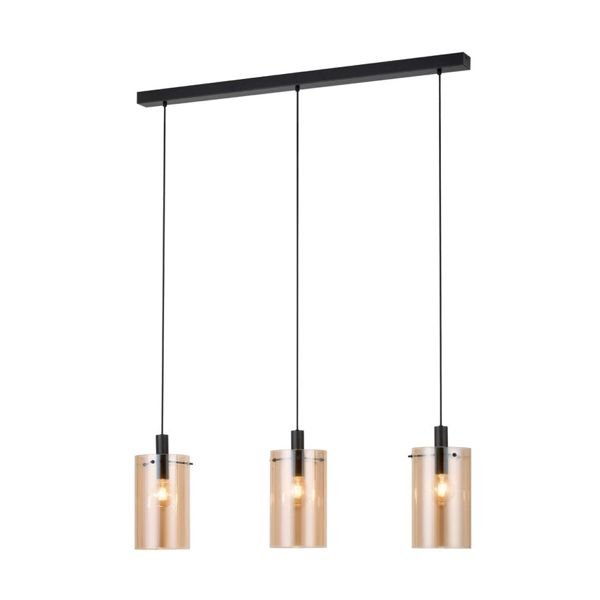 EGLO Polverara Lámpara de techo colgante acero vidrio vaporizado negro ámbar 39539