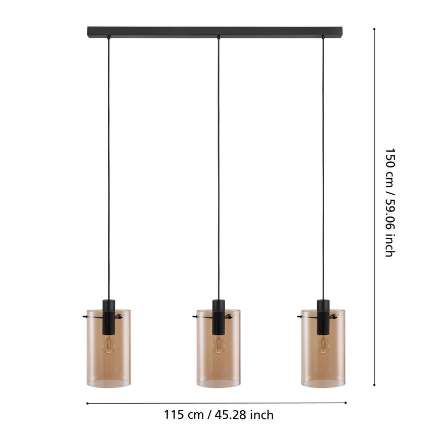 EGLO Polverara Lámpara de techo colgante acero vidrio vaporizado negro ámbar 39539