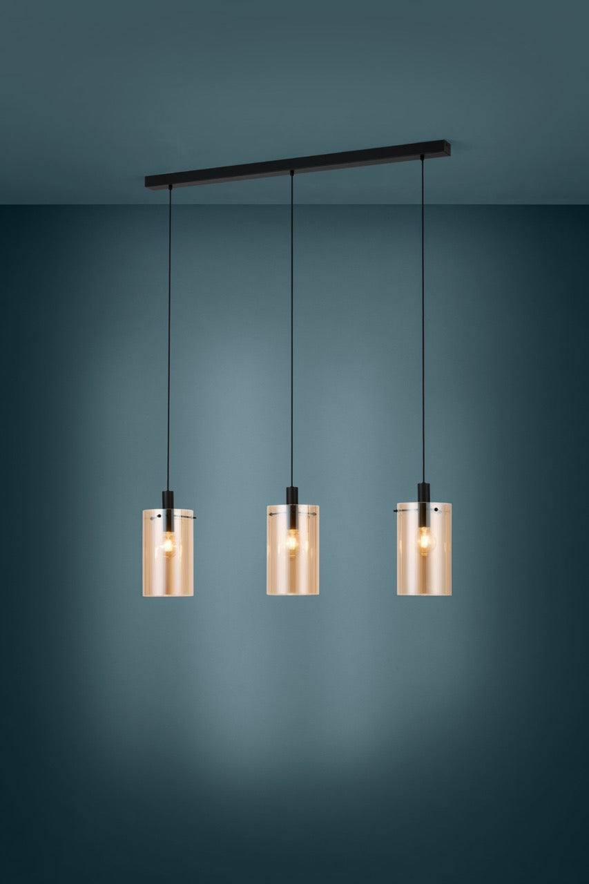 EGLO Polverara Lámpara de techo colgante acero vidrio vaporizado negro ámbar 39539