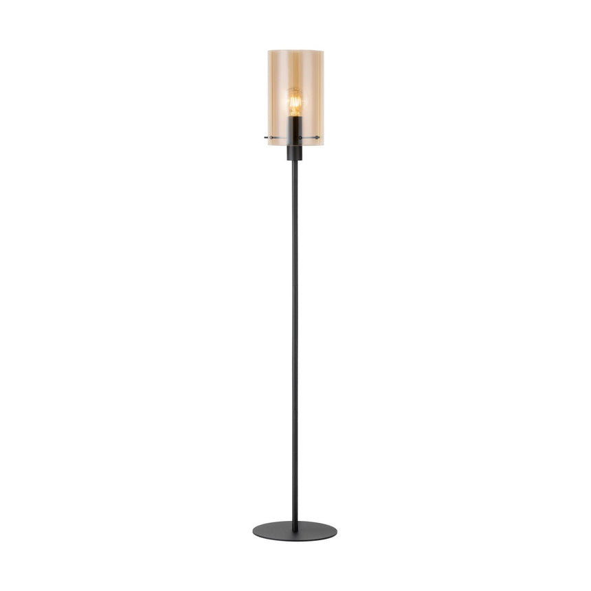 EGLO Polverara Lámpara de pie acero vidrio vaporizado negro ámbar 39542