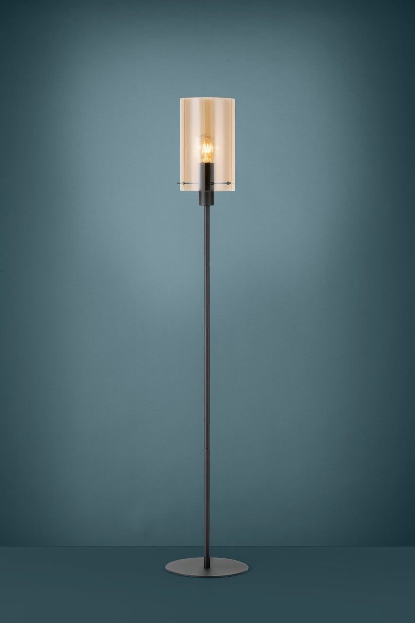 EGLO Polverara Lámpara de pie acero vidrio vaporizado negro ámbar 39542