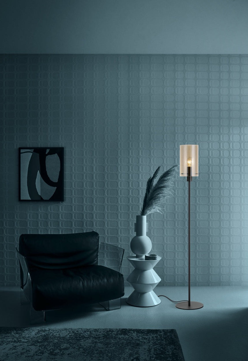 EGLO Polverara Lámpara de pie acero vidrio vaporizado negro ámbar 39542