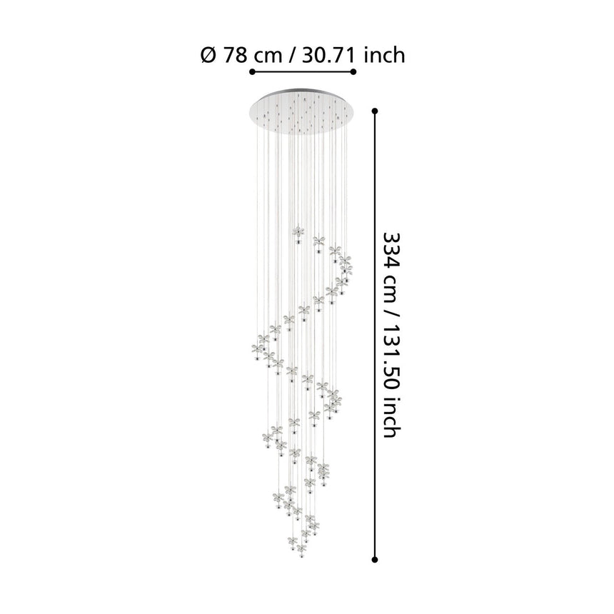 EGLO Pianopoli 1 Lámpara de techo colgante LED regulable acero cristal cromo claro 39545