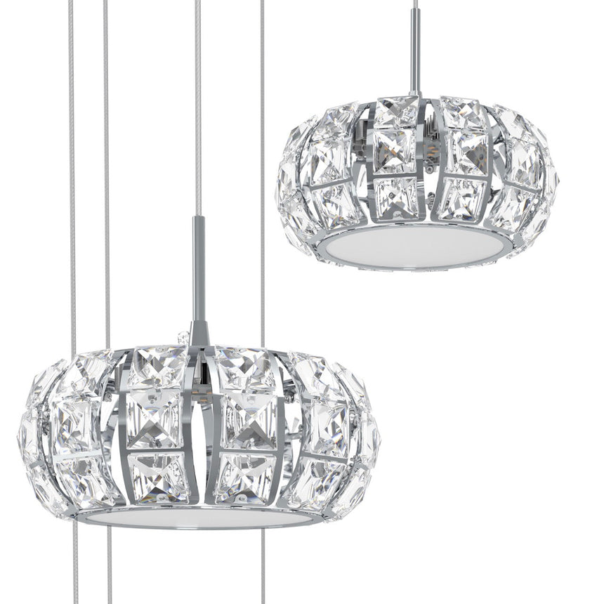 EGLO Corliano 1 Lámpara de techo colgante LED regulable acero cristal cromo claro 39546